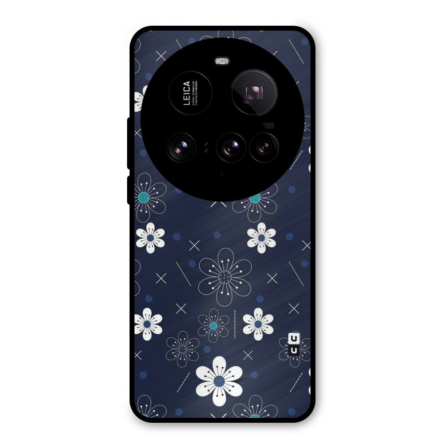 White Floral Shapes Metal Back Case for Xiaomi 15 Ultra