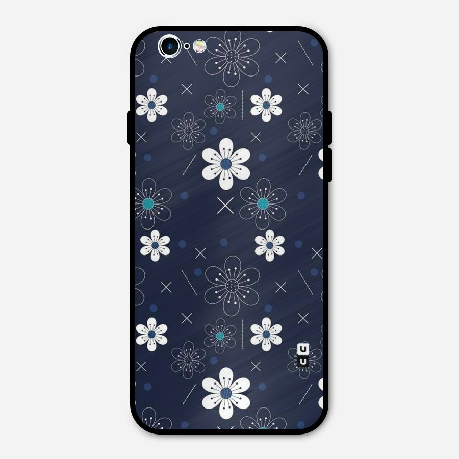 White Floral Shapes Metal Back Case for iPhone 6 6s