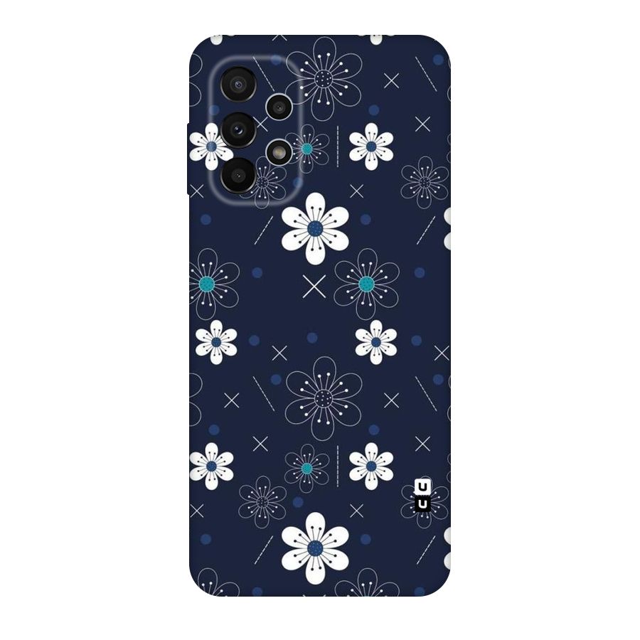White Floral Shapes Original Polycarbonate Back Case for Galaxy A23