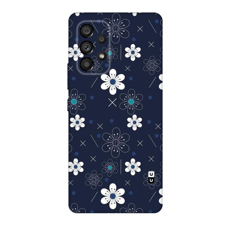 White Floral Shapes Original Polycarbonate Back Case for Galaxy A53 5G