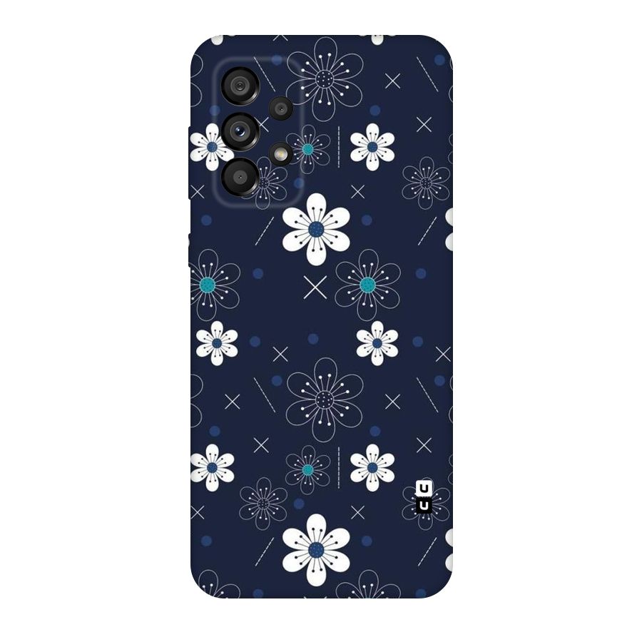 White Floral Shapes Original Polycarbonate Back Case for Galaxy A73 5G