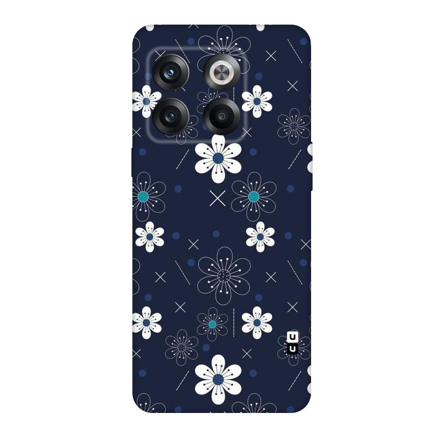 White Floral Shapes Original Polycarbonate Back Case for OnePlus 10T