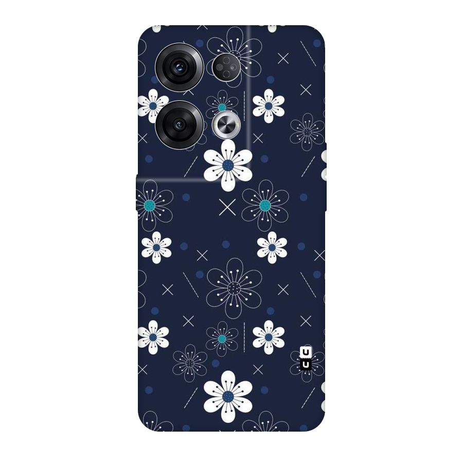 White Floral Shapes Original Polycarbonate Back Case for Oppo Reno8 Pro 5G
