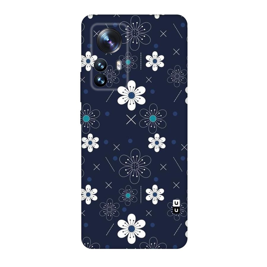 White Floral Shapes Original Polycarbonate Back Case for Xiaomi 12 Pro