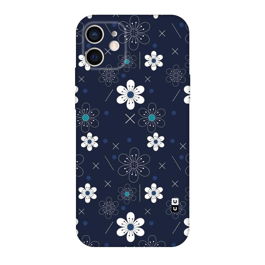 White Floral Shapes Original Polycarbonate Back Case for iPhone 12