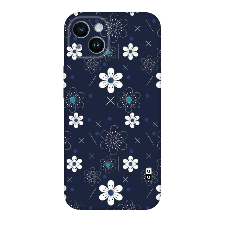 White Floral Shapes Original Polycarbonate Back Case for iPhone 14