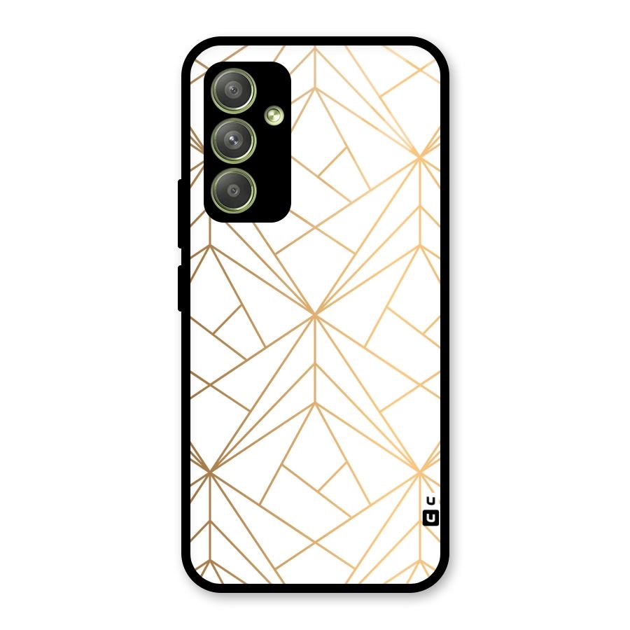 White Golden Zig Zag Glass Back Case for Galaxy A54