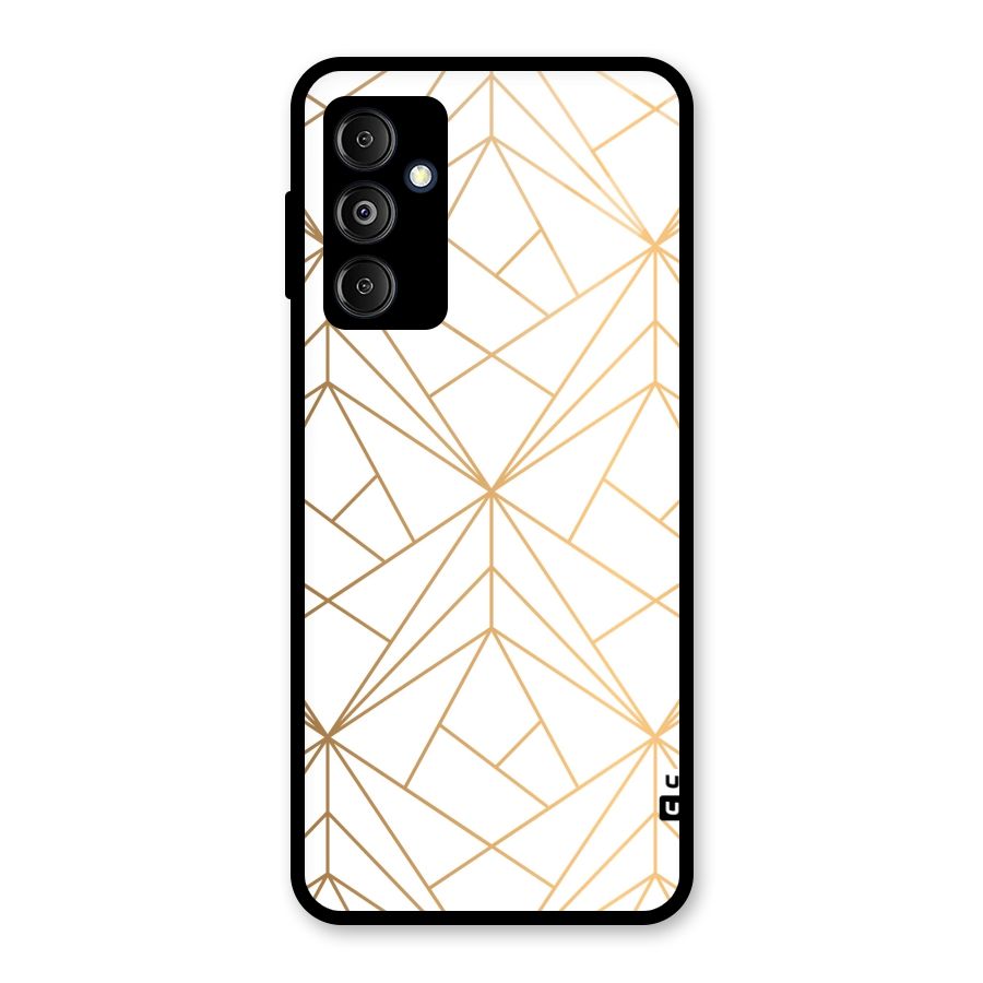 White Golden Zig Zag Glass Back Case for Galaxy M14 5G