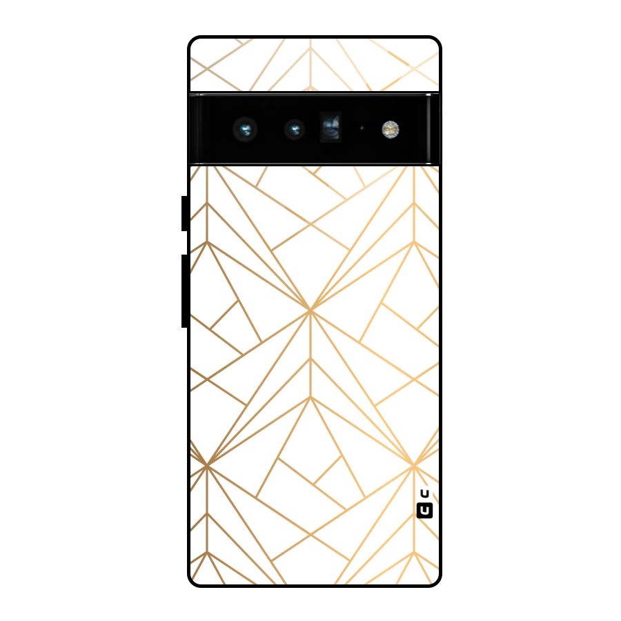 White Golden Zig Zag Glass Back Case for Google Pixel 6 Pro