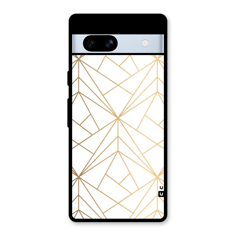 White Golden Zig Zag Glass Back Case for Google Pixel 7a