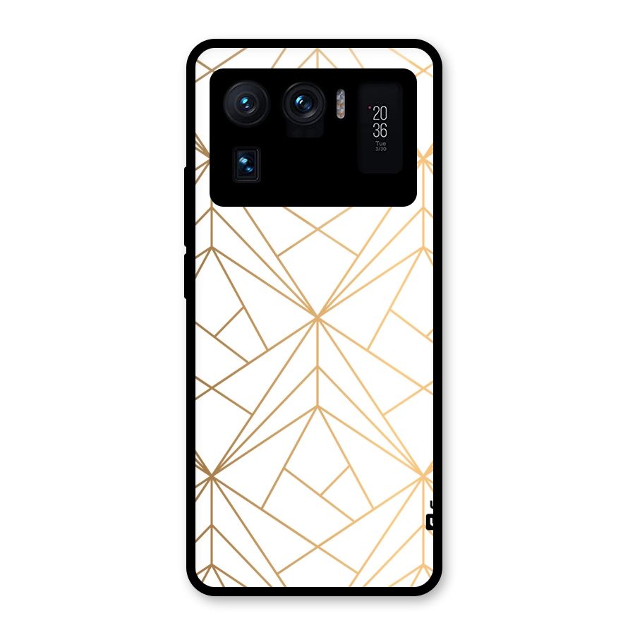 White Golden Zig Zag Glass Back Case for Mi 11 Ultra