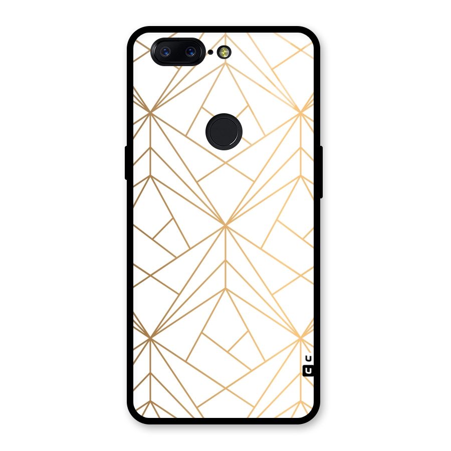 White Golden Zig Zag Glass Back Case for OnePlus 5T