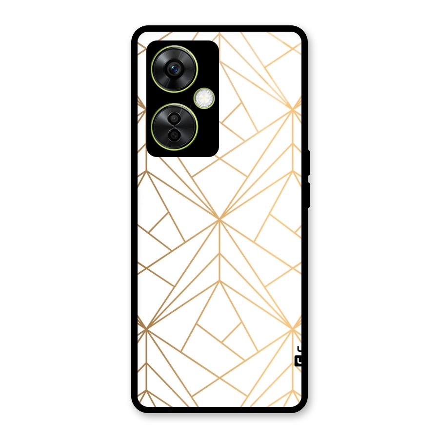 White Golden Zig Zag Glass Back Case for OnePlus Nord CE 3 Lite