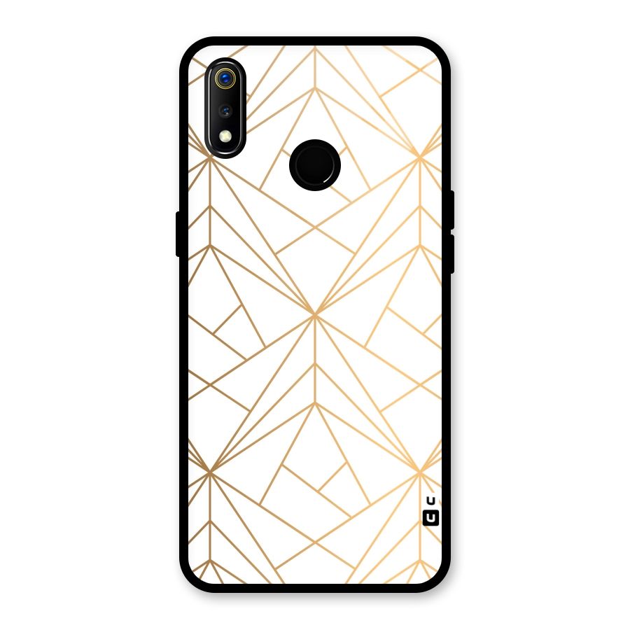 White Golden Zig Zag Glass Back Case for Realme 3