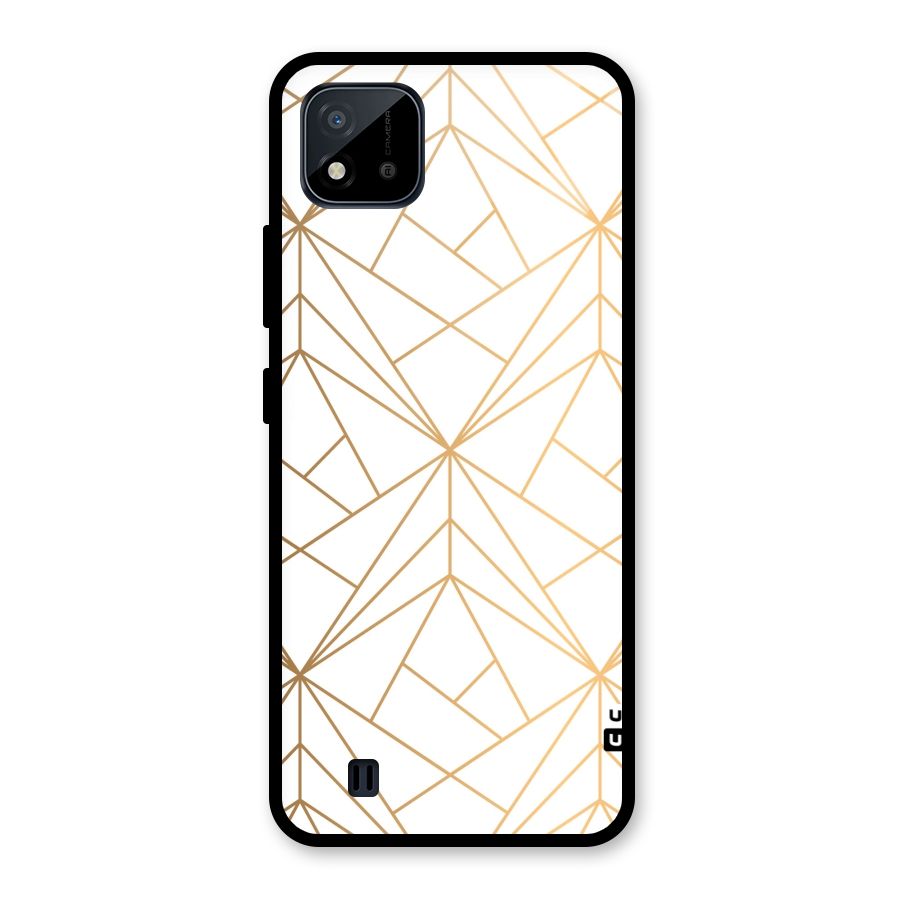 White Golden Zig Zag Glass Back Case for Realme C11 2021