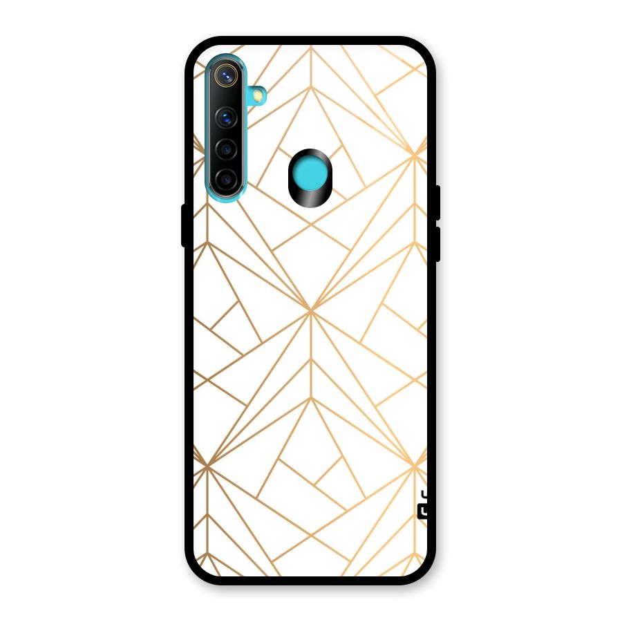 White Golden Zig Zag Glass Back Case for Realme Narzo 10
