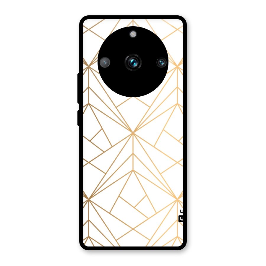 White Golden Zig Zag Glass Back Case for Realme Narzo 60 Pro