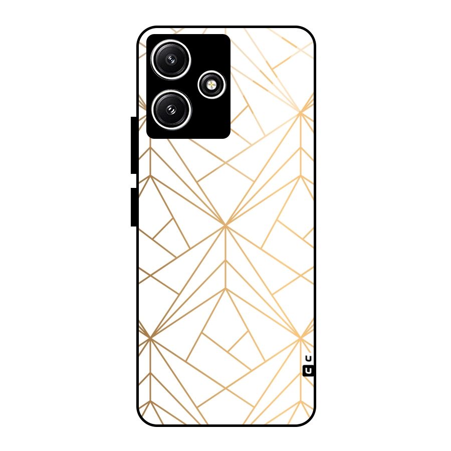 White Golden Zig Zag Glass Back Case for Redmi 12 5G