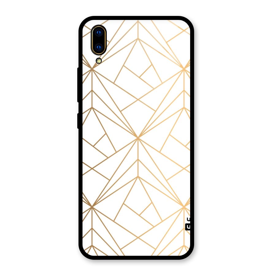 White Golden Zig Zag Glass Back Case for Vivo V11 Pro