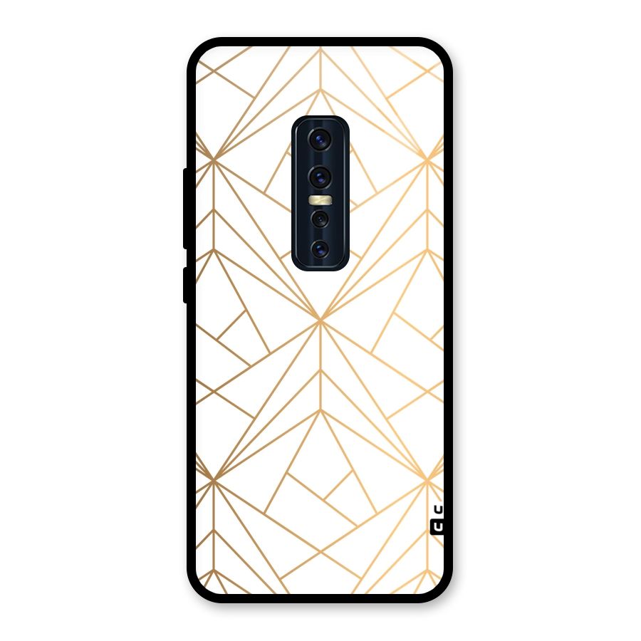 White Golden Zig Zag Glass Back Case for Vivo V17 Pro