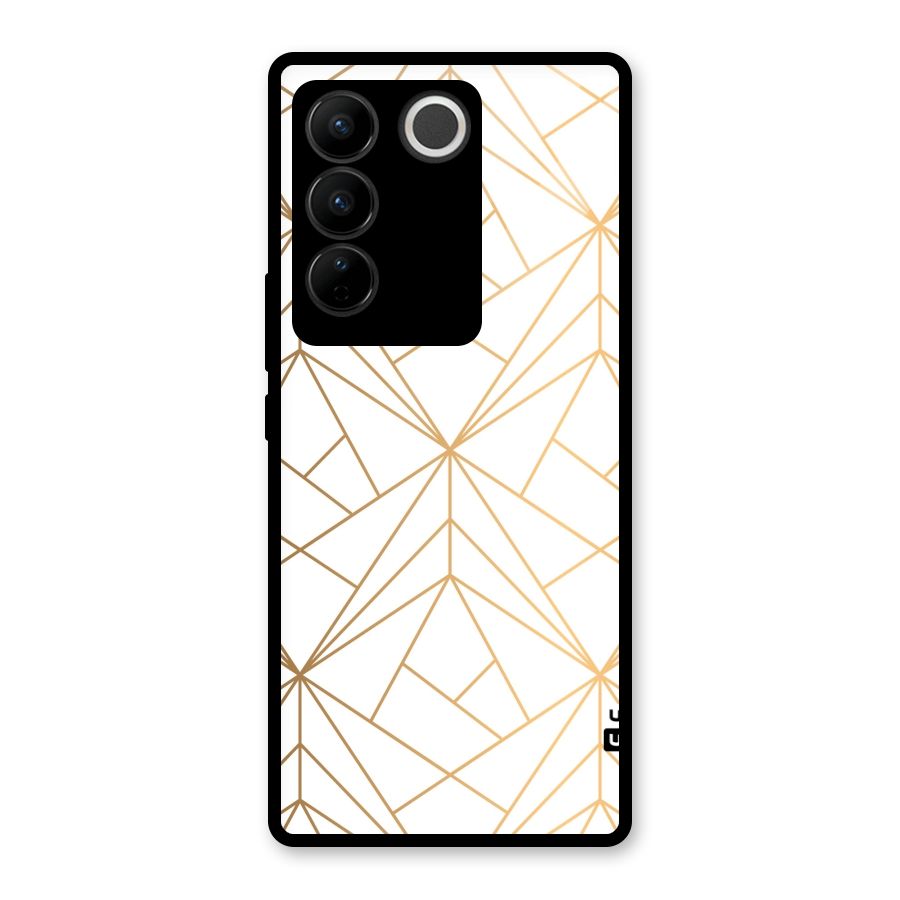 White Golden Zig Zag Glass Back Case for Vivo V27
