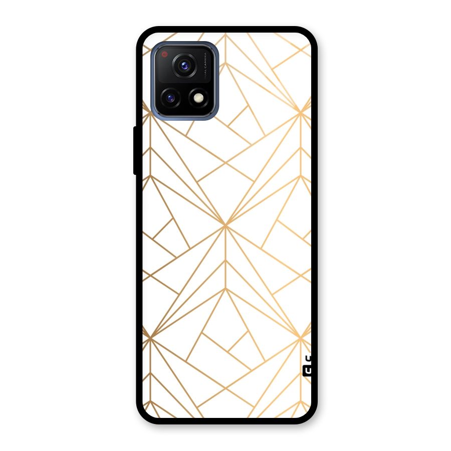 White Golden Zig Zag Glass Back Case for Vivo Y72 5G