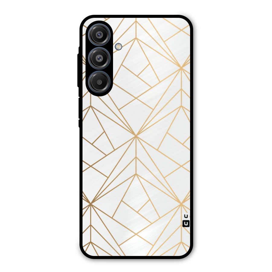 White Golden Zig Zag Metal Back Case for Galaxy A16 5G