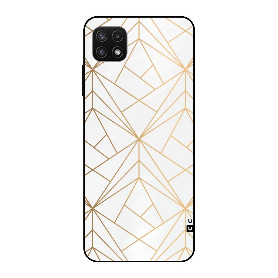 White Golden Zig Zag Metal Back Case for Galaxy A22 5G