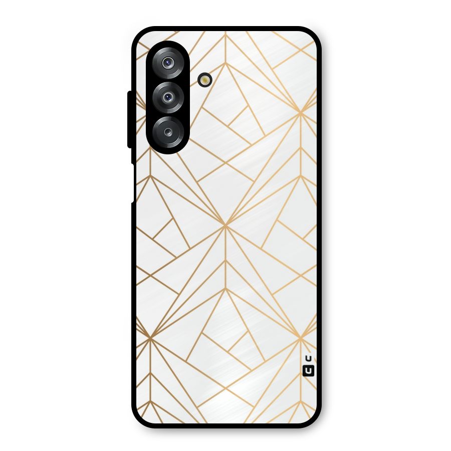 White Golden Zig Zag Metal Back Case for Galaxy A26