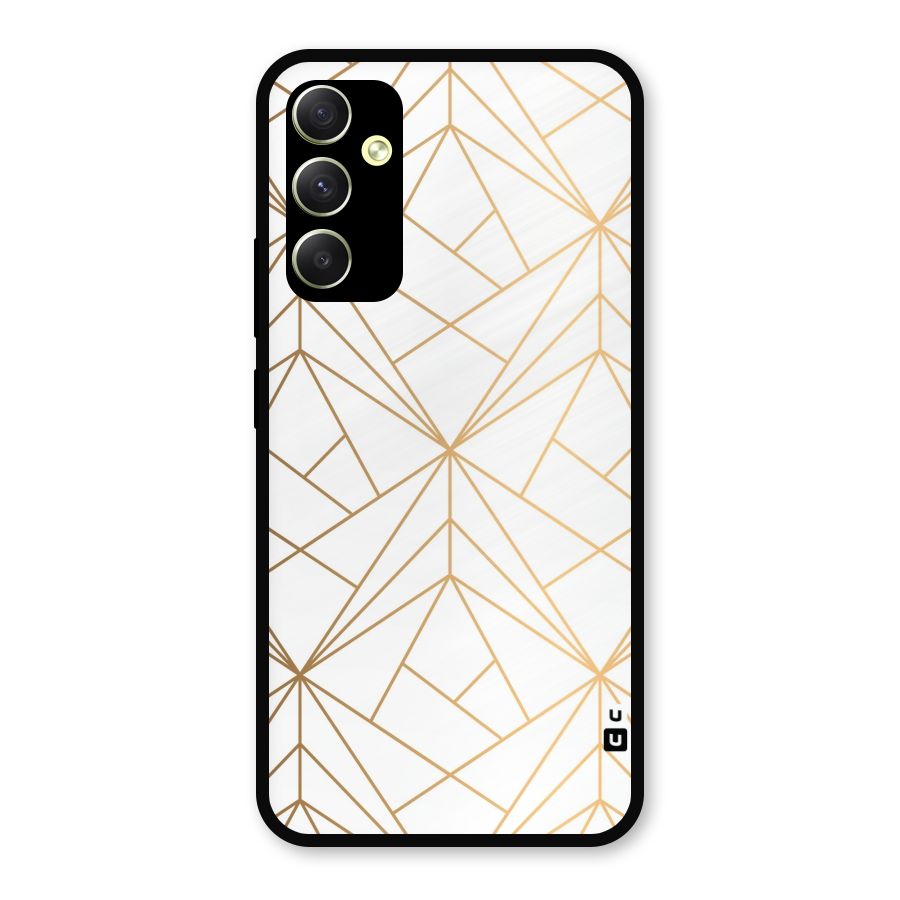 White Golden Zig Zag Metal Back Case for Galaxy A34