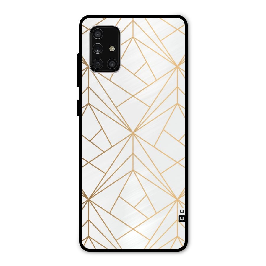 White Golden Zig Zag Metal Back Case for Galaxy A71