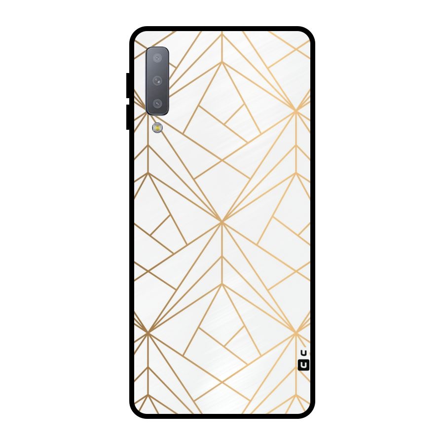White Golden Zig Zag Metal Back Case for Galaxy A7 (2018)