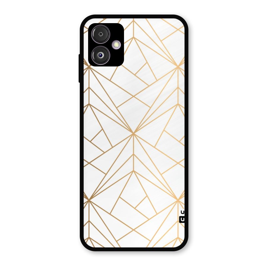 White Golden Zig Zag Metal Back Case for Galaxy F14