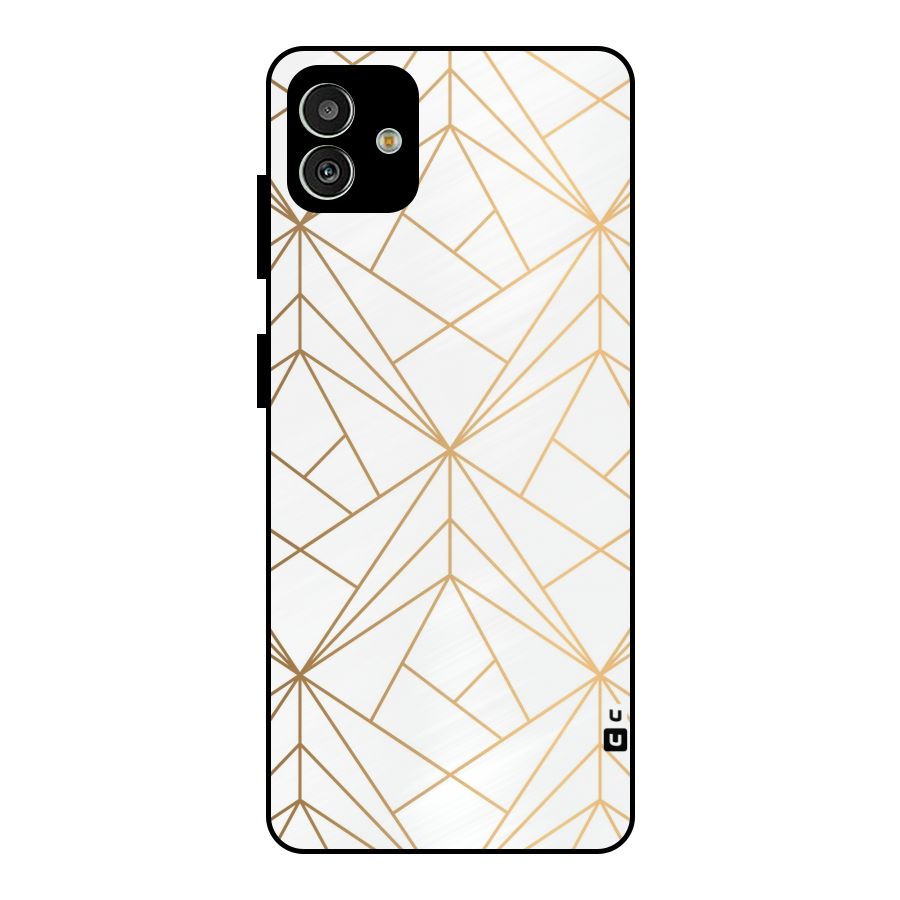 White Golden Zig Zag Metal Back Case for Galaxy M13 5G