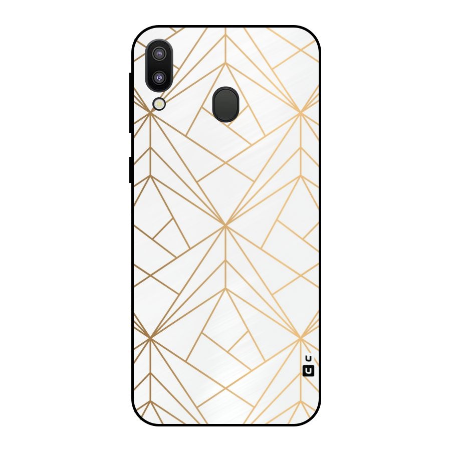 White Golden Zig Zag Metal Back Case for Galaxy M20