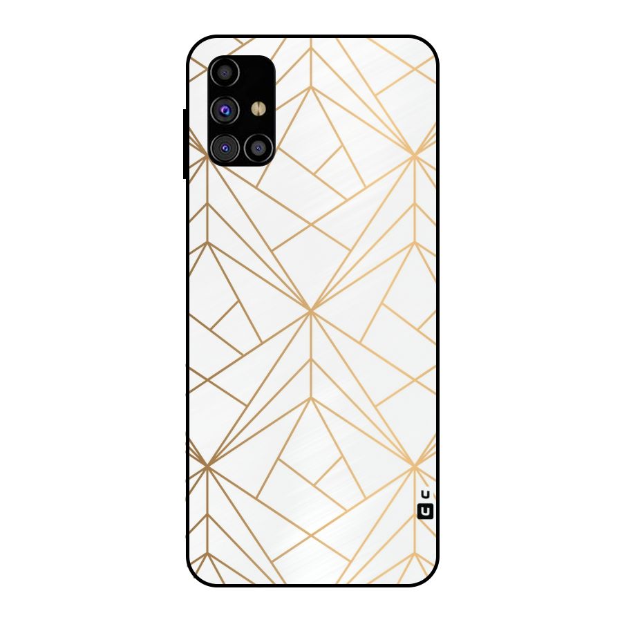 White Golden Zig Zag Metal Back Case for Galaxy M31s