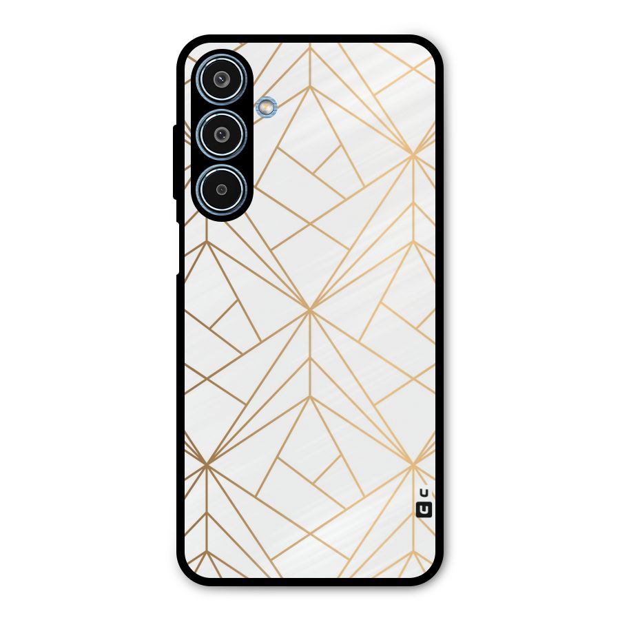 White Golden Zig Zag Metal Back Case for Galaxy M35