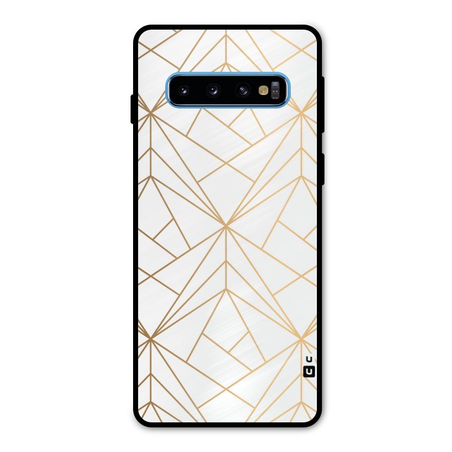 White Golden Zig Zag Metal Back Case for Galaxy S10