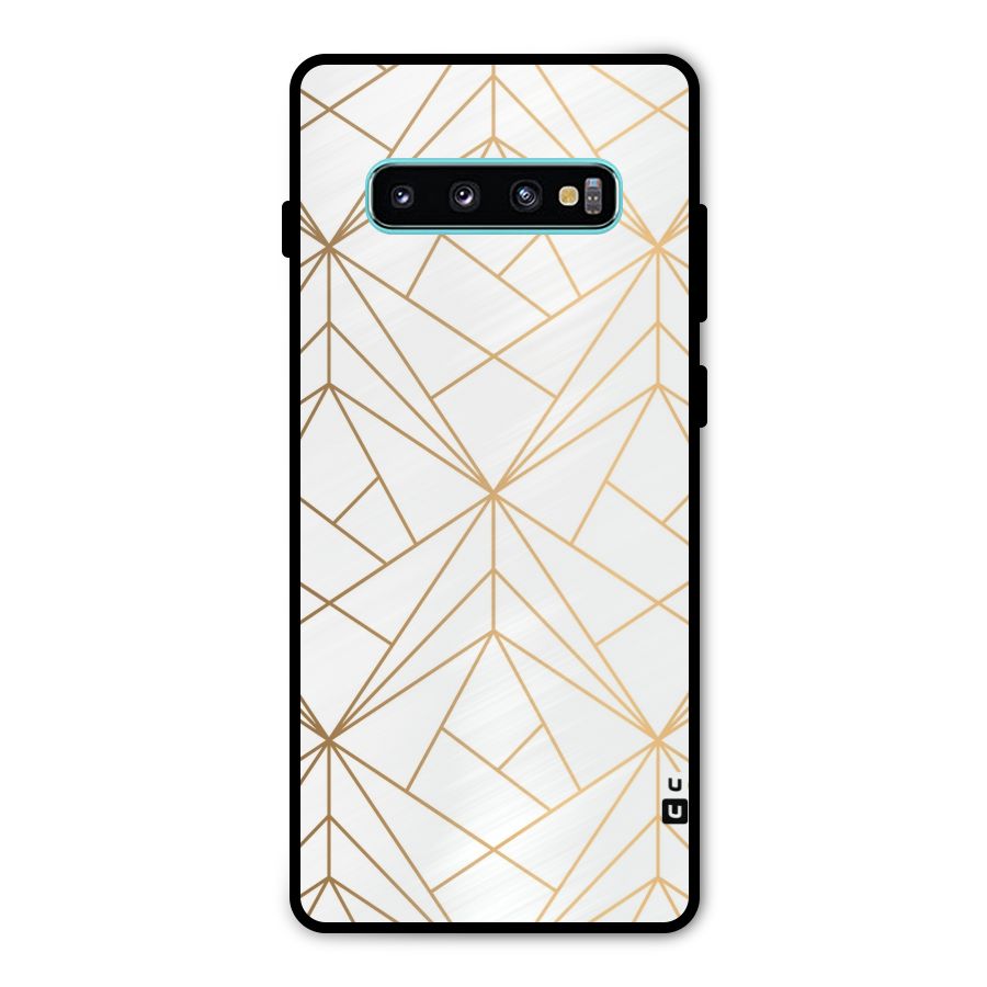 White Golden Zig Zag Metal Back Case for Galaxy S10 Plus