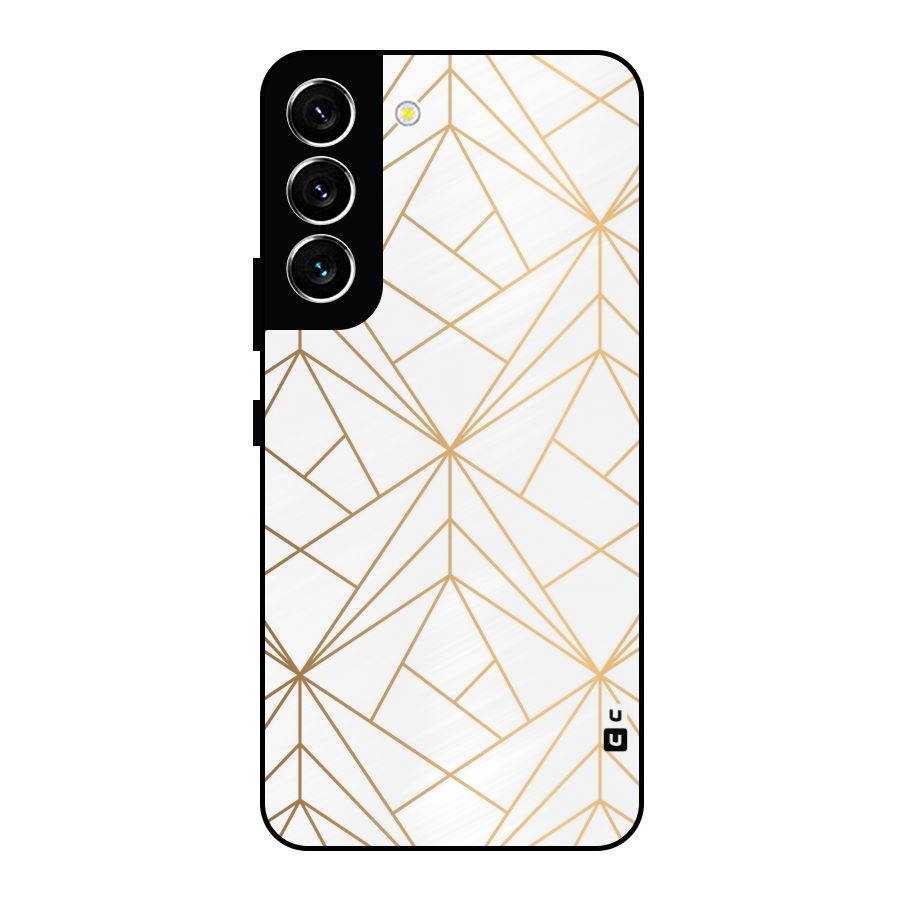 White Golden Zig Zag Metal Back Case for Galaxy S22 5G