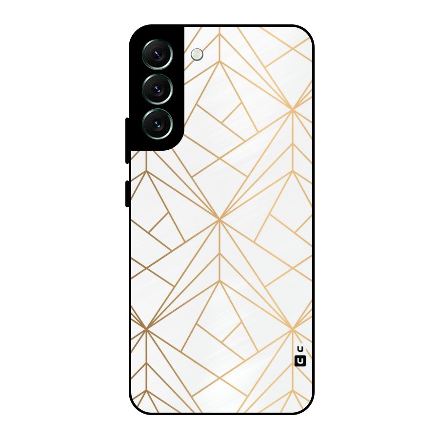 White Golden Zig Zag Metal Back Case for Galaxy S22 Plus 5G