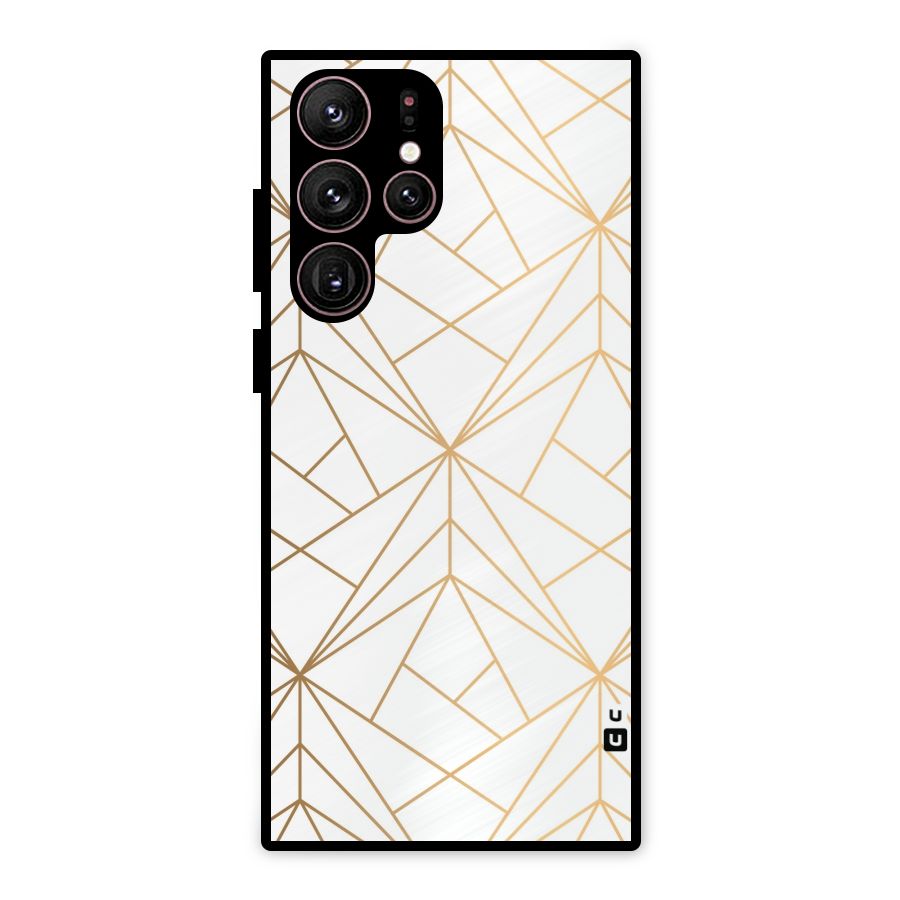 White Golden Zig Zag Metal Back Case for Galaxy S22 Ultra 5G