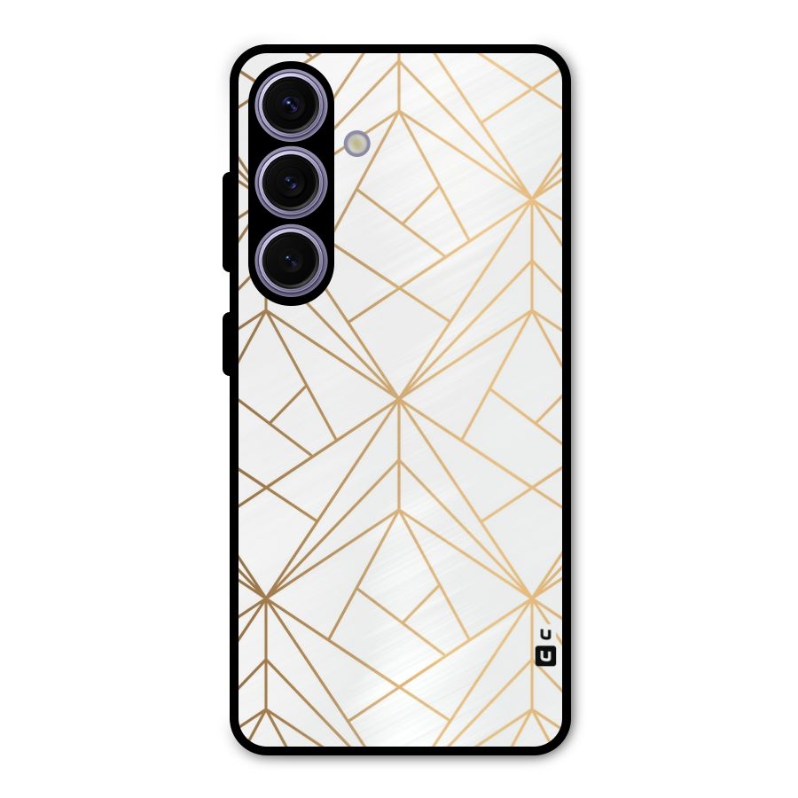 White Golden Zig Zag Metal Back Case for Galaxy S24