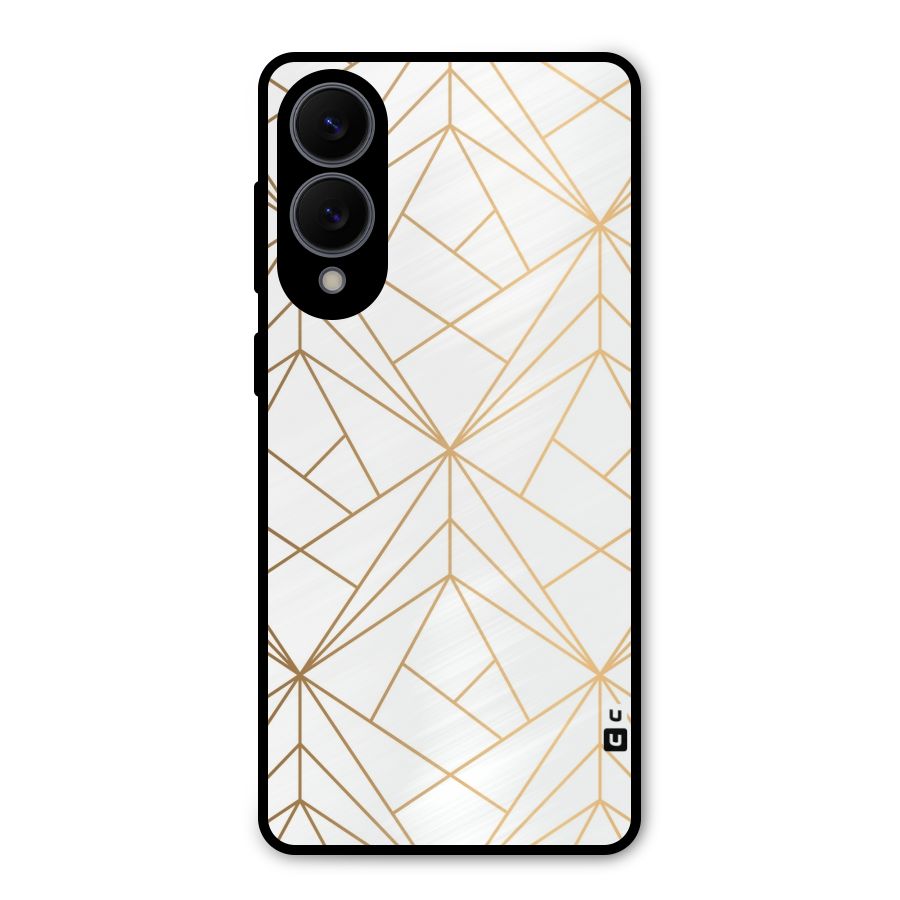 White Golden Zig Zag Metal Back Case for Galaxy S25 Edge