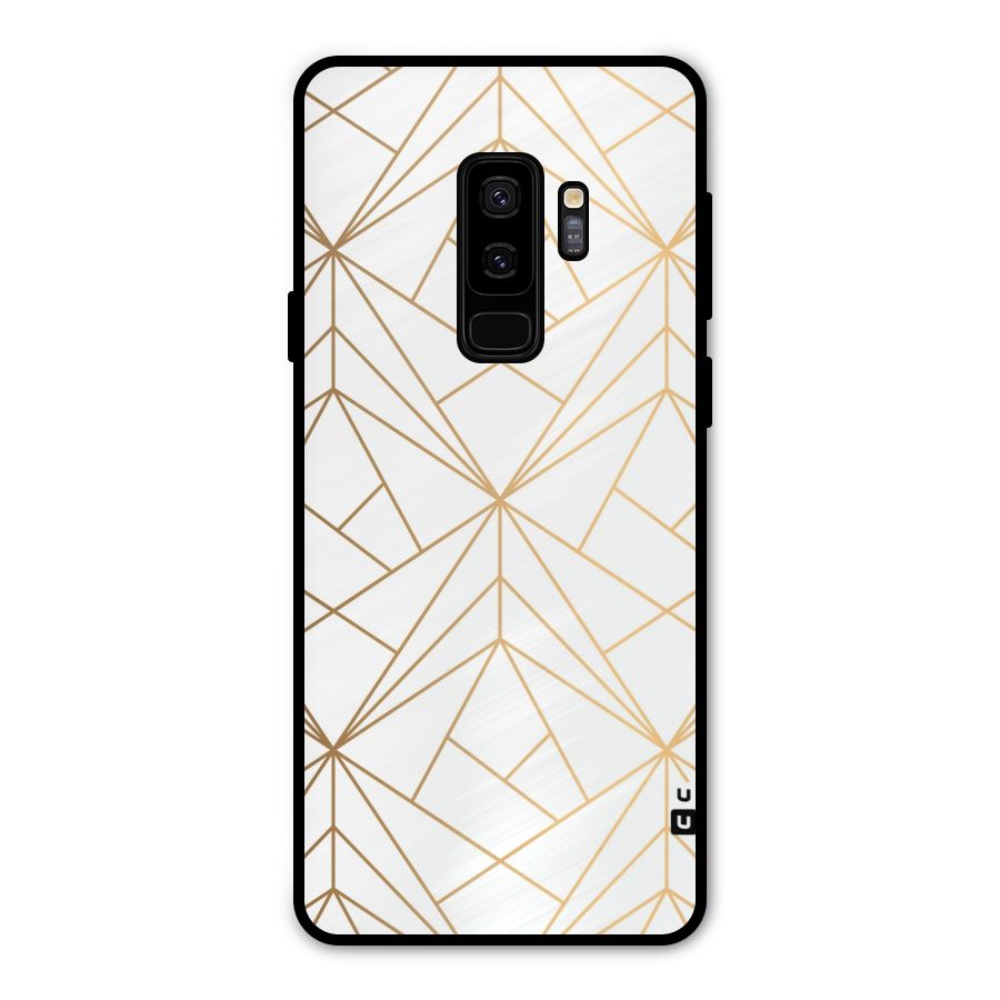 White Golden Zig Zag Metal Back Case for Galaxy S9 Plus