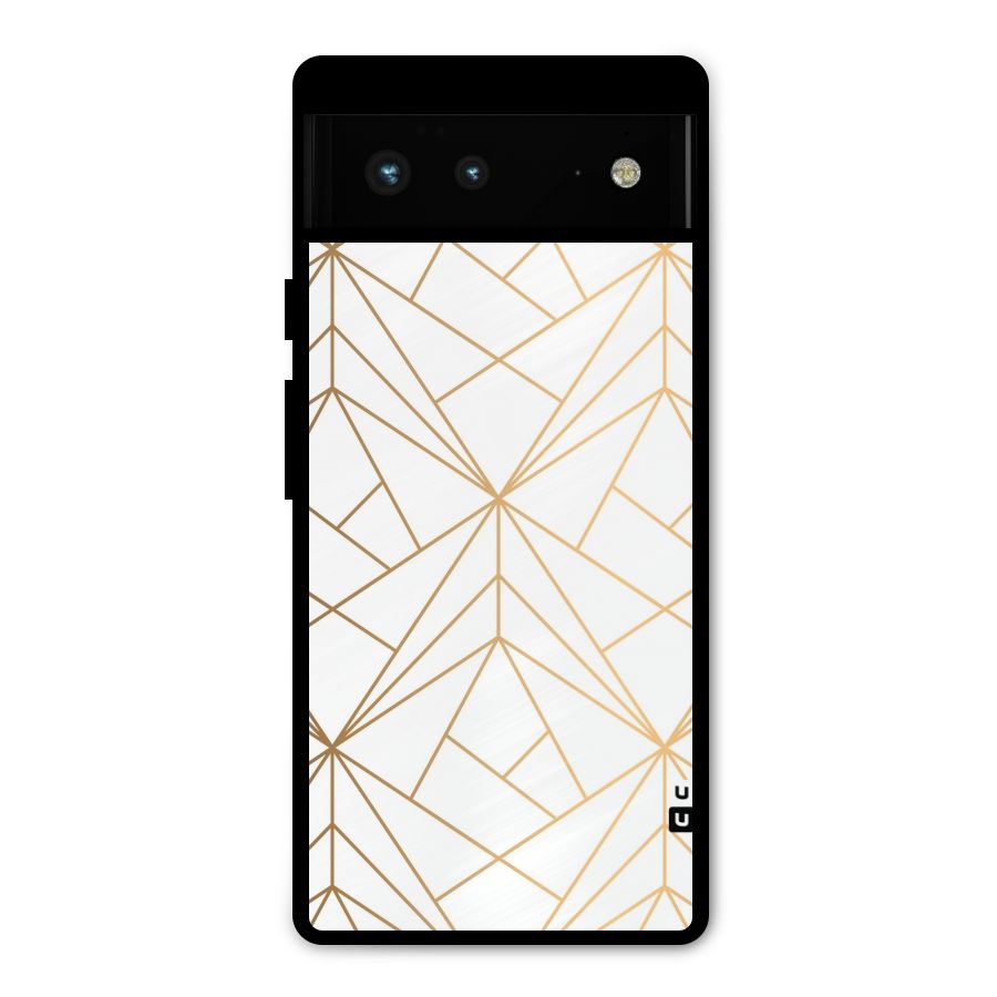 White Golden Zig Zag Metal Back Case for Google Pixel 6