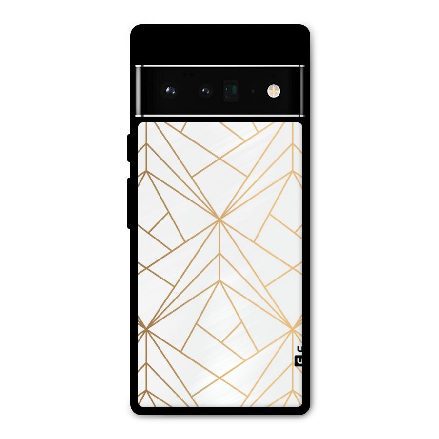 White Golden Zig Zag Metal Back Case for Google Pixel 6 Pro