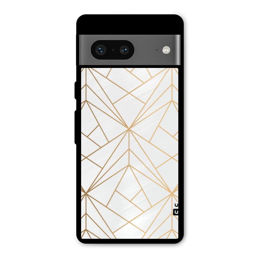 White Golden Zig Zag Metal Back Case for Google Pixel 7