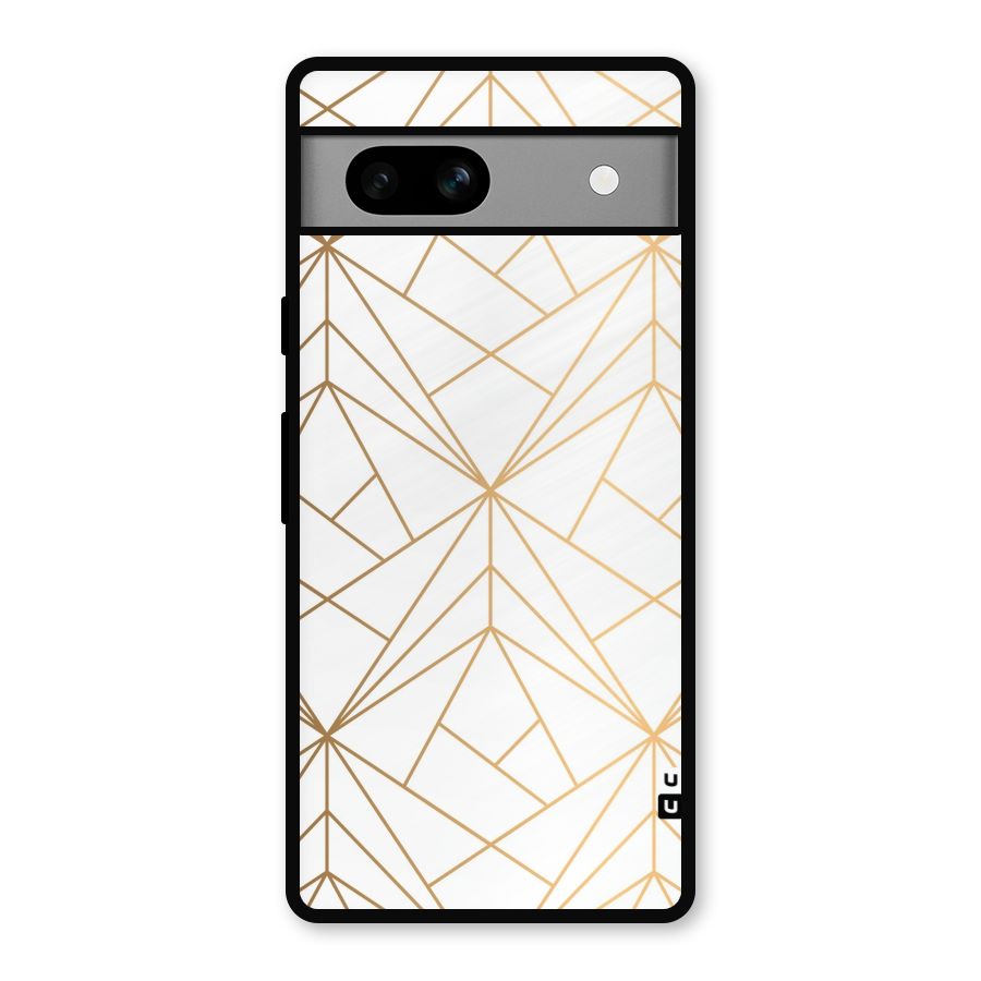 White Golden Zig Zag Metal Back Case for Google Pixel 7a