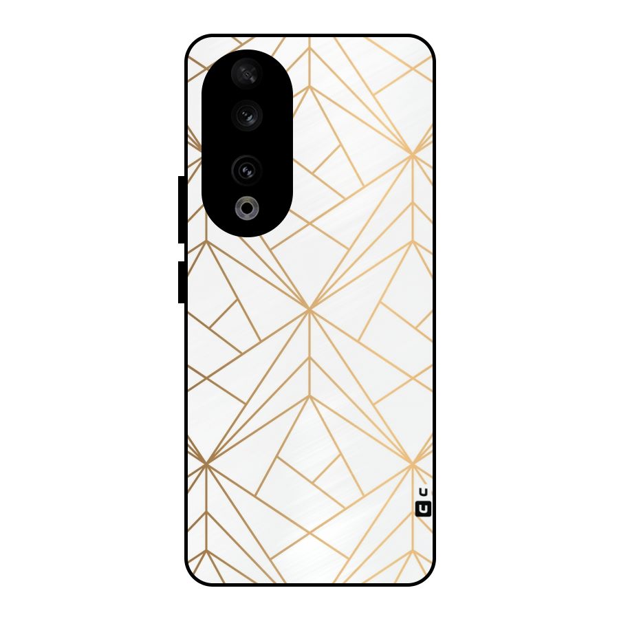 White Golden Zig Zag Metal Back Case for Honor 90